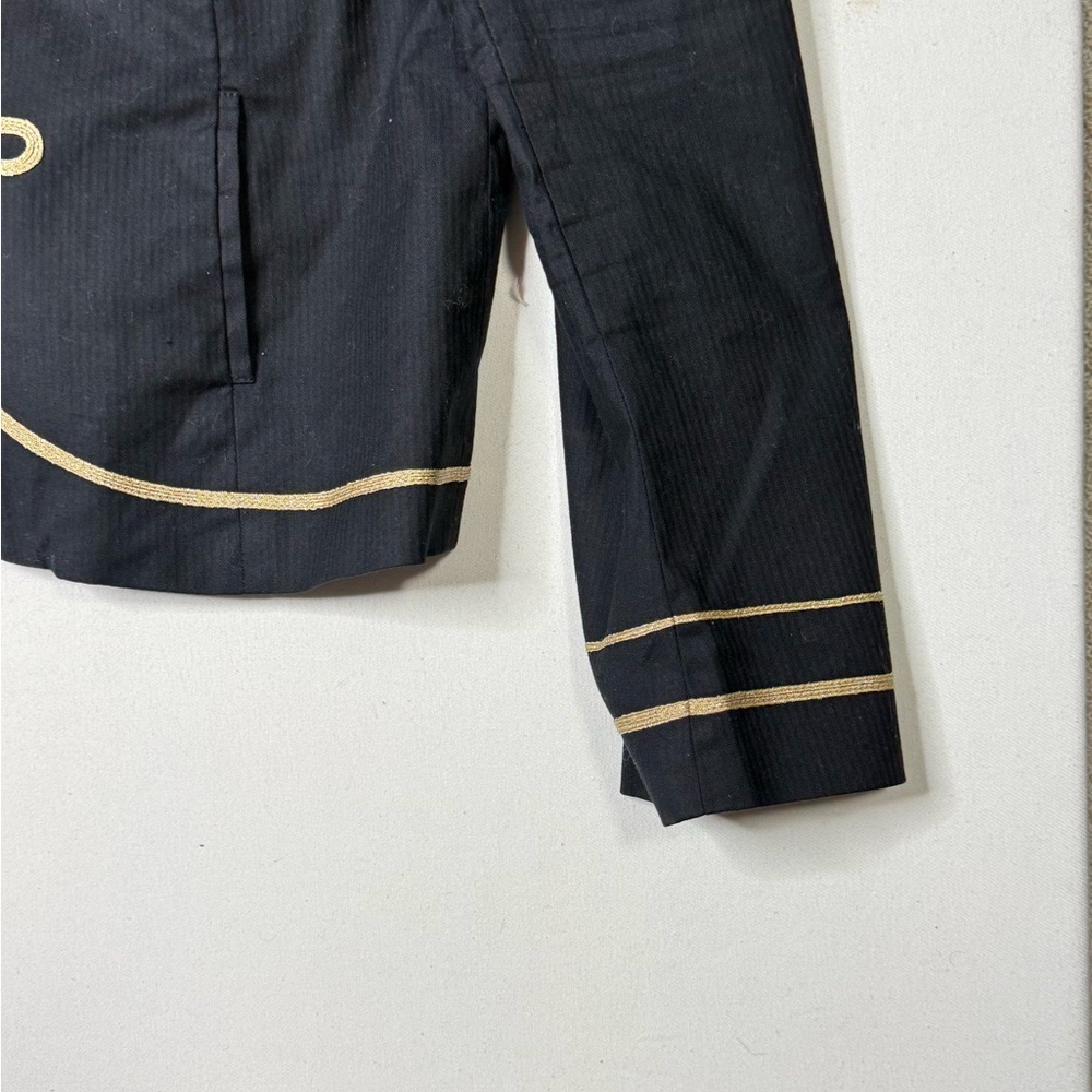 Nicole Miller Military Band Jacket Black Gold Trim Cropped Blazer Size 16 - Picture 3 of 9
